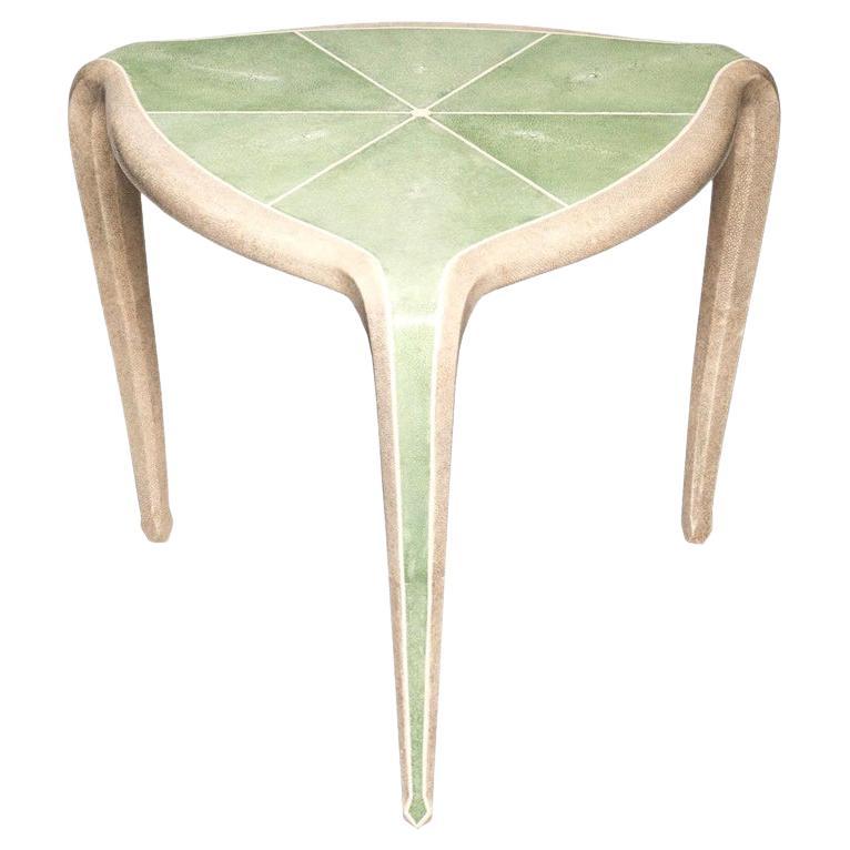 Contemporary Authentic Shagreen Cream and Green Tripod Table