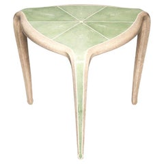 Mesa Trípode Contemporánea Auténtica de Shagreen Crema y Verde