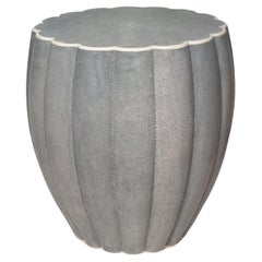 Contemporary Authentic Shagreen Petal Drum Table in Blue Shagreen