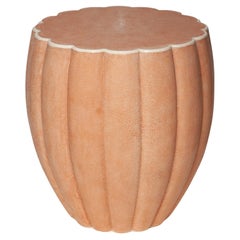 Contemporary Authentic Shagreen Petal Drum Table in Pink Shagreen