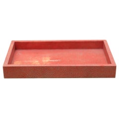 Contemporary Authentic Leather Salmon Pink Valet / Key Tray