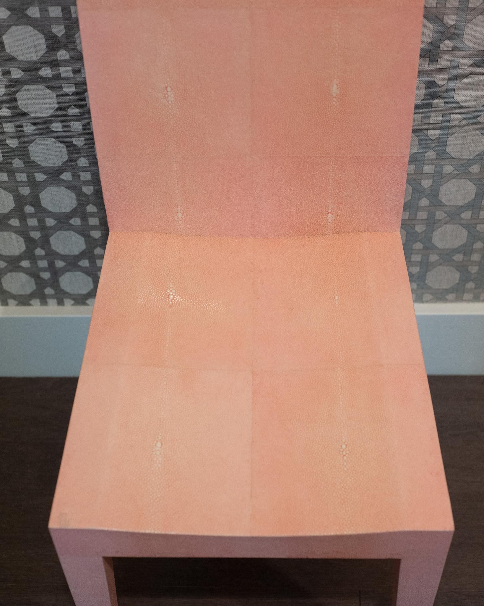 Contemporary Authentic Shagreen Rose De Paris Pink Chair In New Condition In Toronto, ON