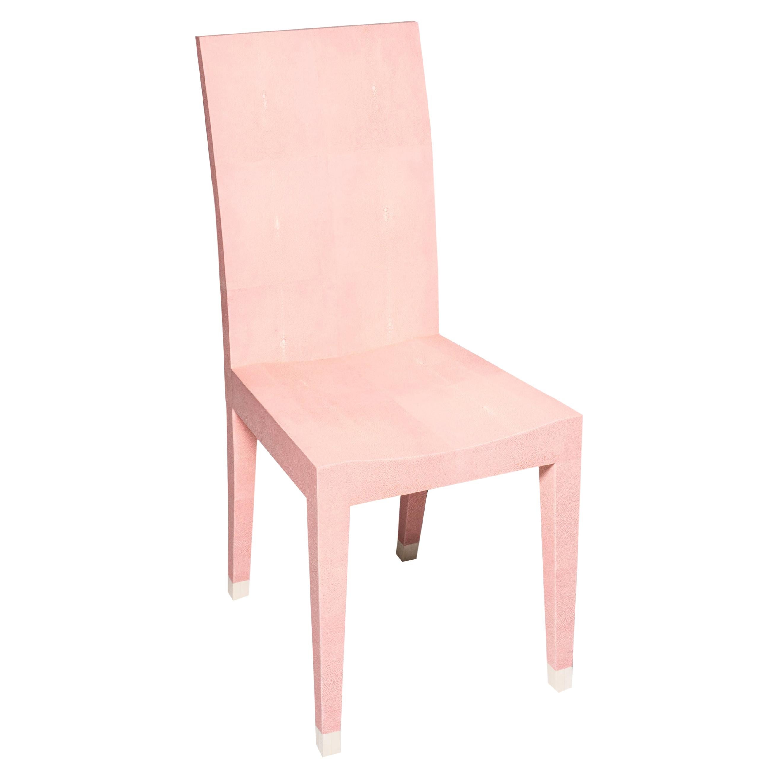 Contemporary Authentic Shagreen Rose De Paris Pink Chair For Sale