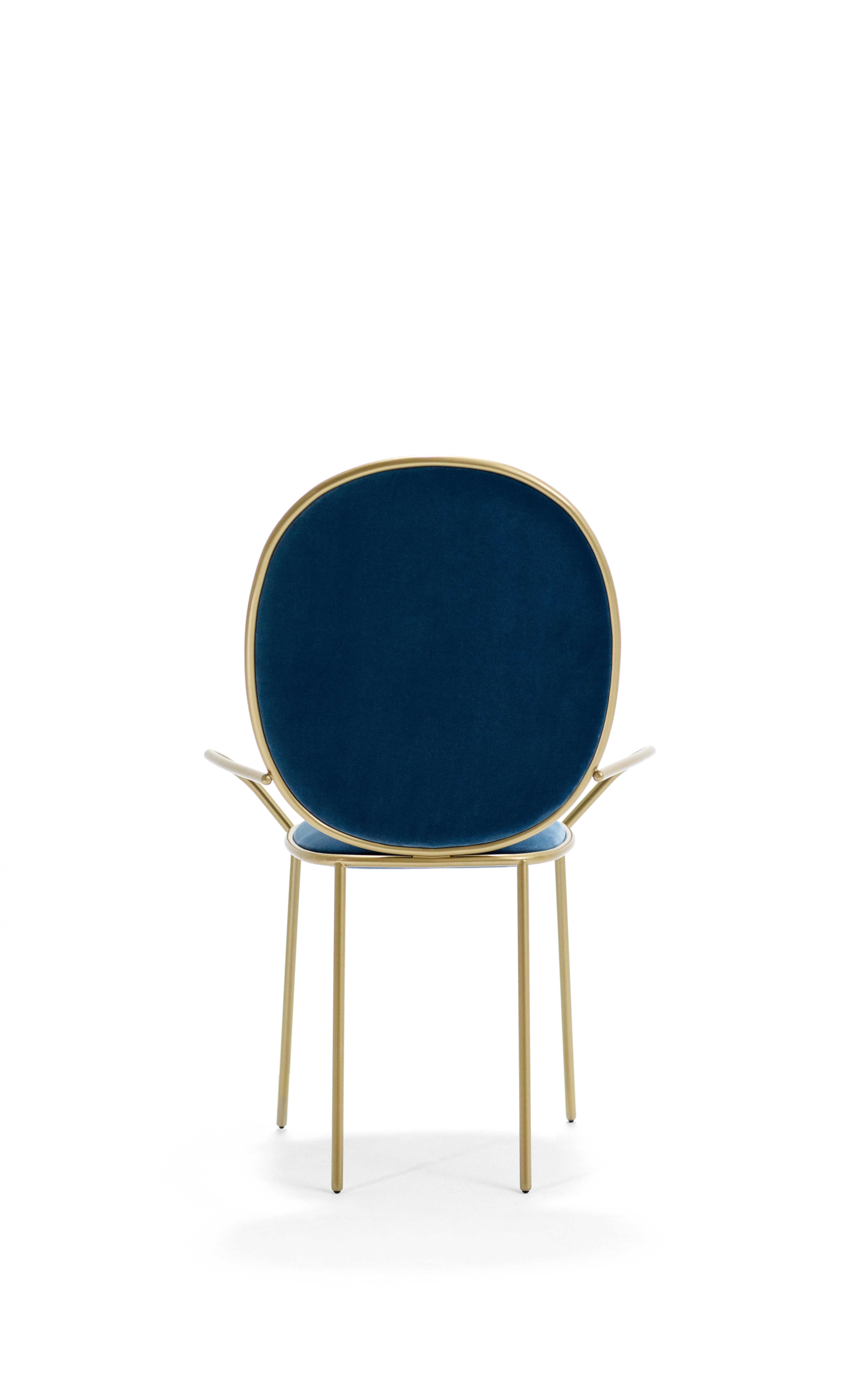 Contemporary Avio Blue Velvet Upholstered Dining Armchair, Stay by Nika Zupanc 4