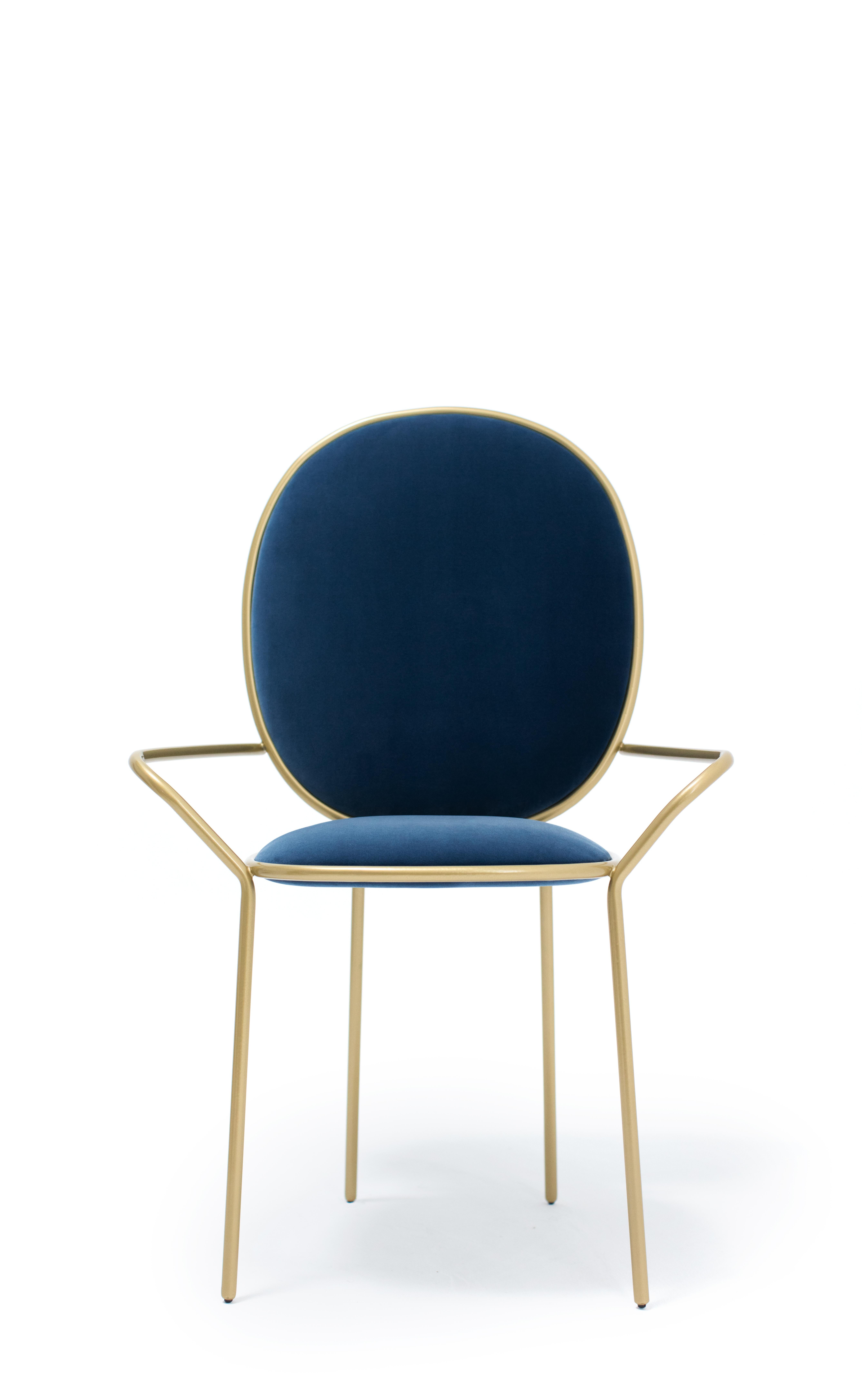 Contemporary Avio Blue Velvet Upholstered Dining Armchair, Stay by Nika Zupanc 3