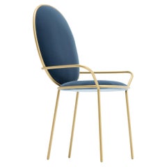 Contemporary Avio Blue Velvet Upholstered Dining Armchair, Stay by Nika Zupanc