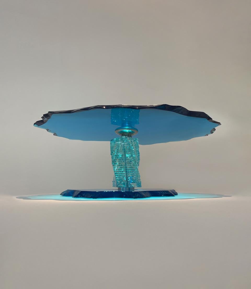 Contemporary 'Azzure' Glass Coffee / Side Table by Danny Lane In New Condition For Sale In London, GB