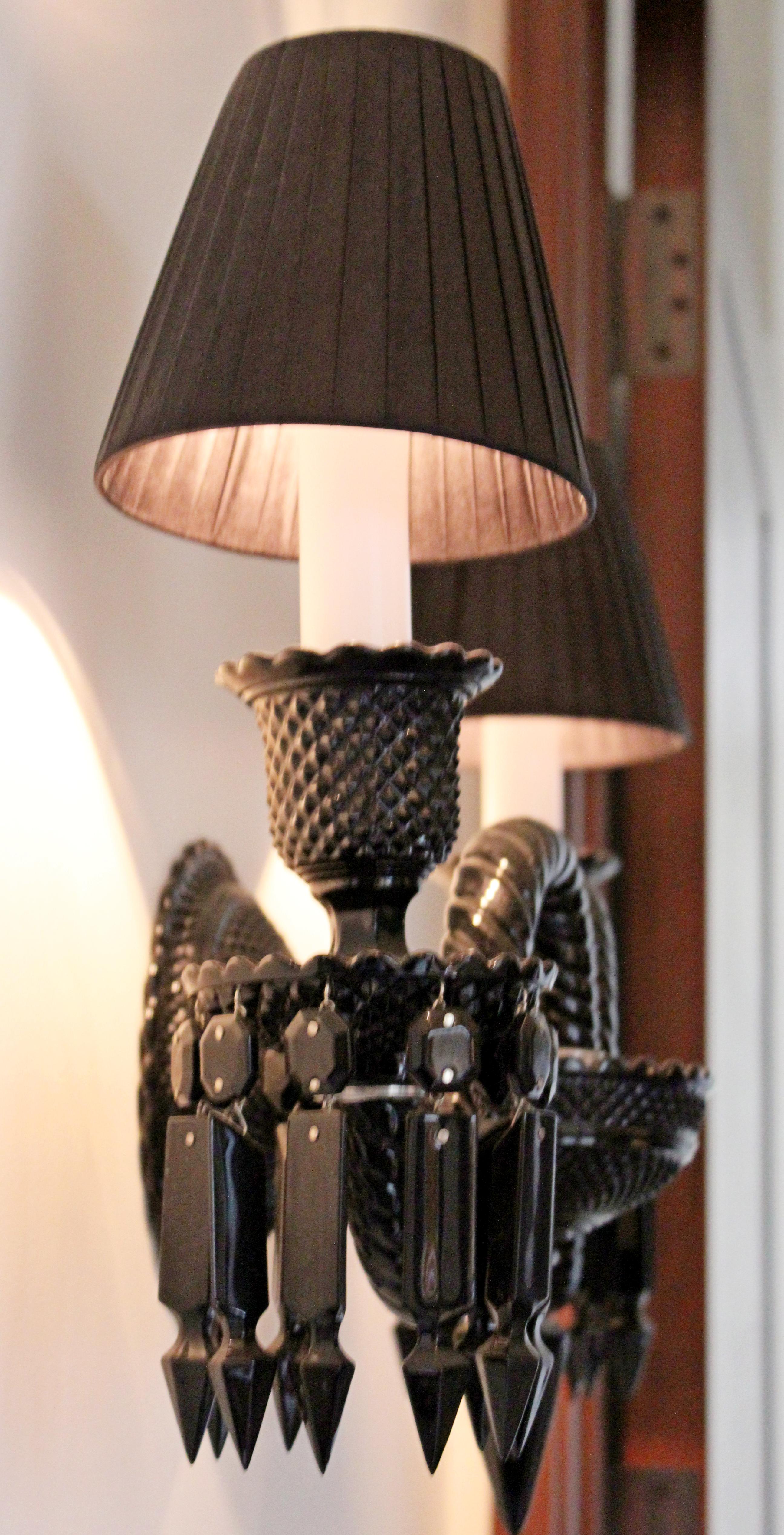 French Contemporary Baccarat Zenith Black Crystal Noir Wall Sconce by Philippe Starck