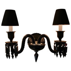 Contemporary Baccarat Zenith Black Crystal Noir Wall Sconce by Philippe Starck