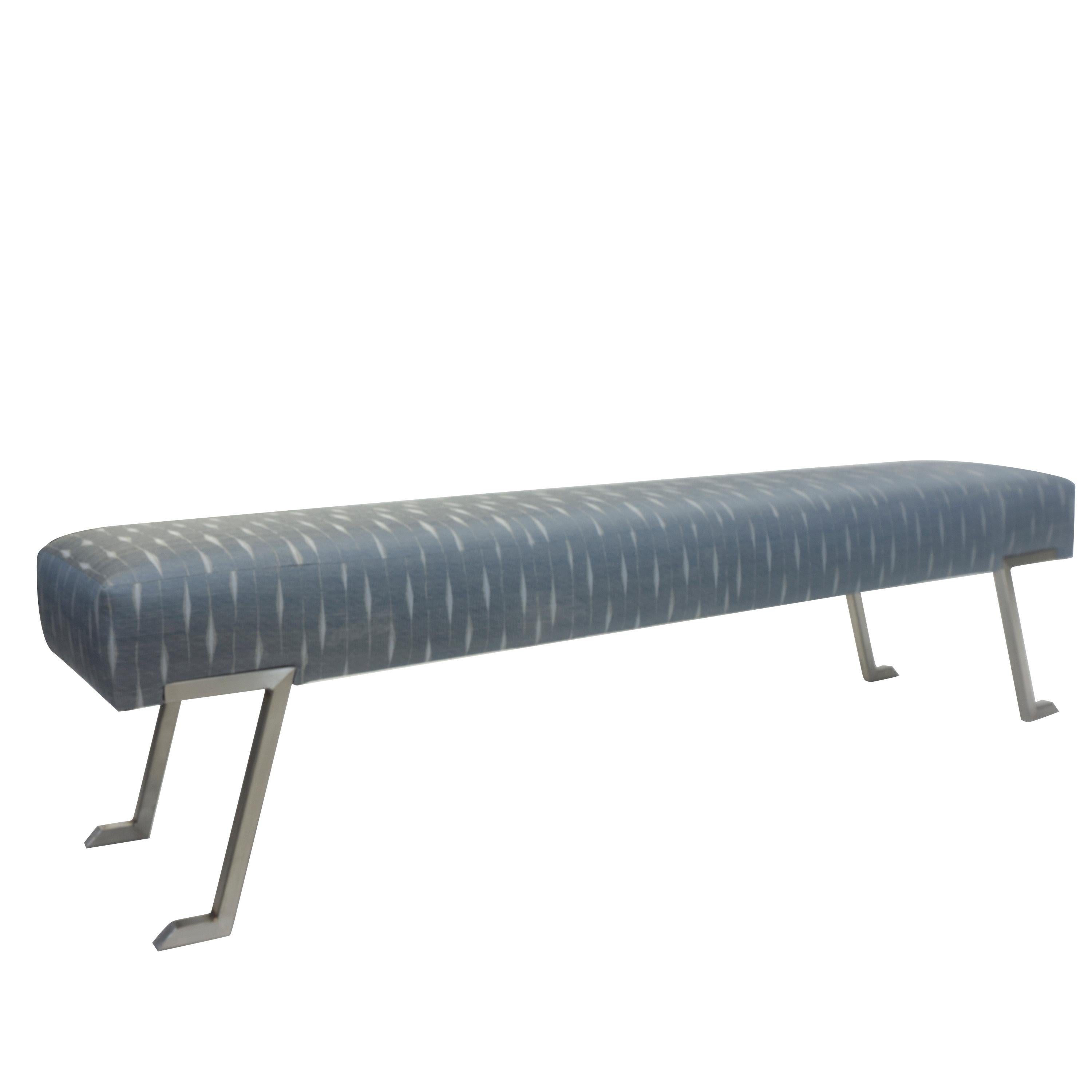 Contemporary Backless Bench with Cushioned Seat In New Condition For Sale In Greenwich, CT