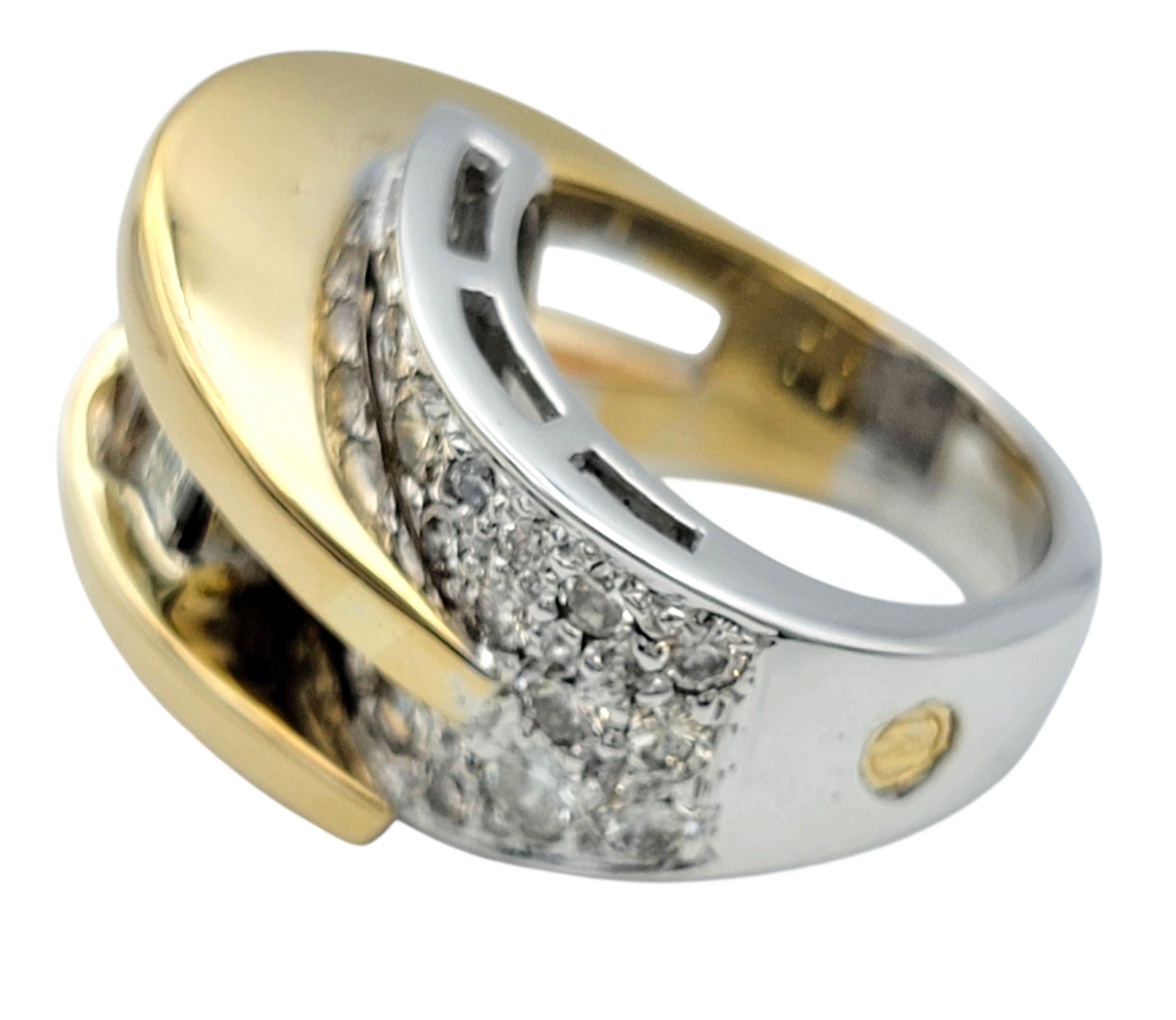 Zeitgenössischer Baguette- und runder Diamant-Statement-Ring aus zweifarbigem 14-karätigem Gold im Angebot 4