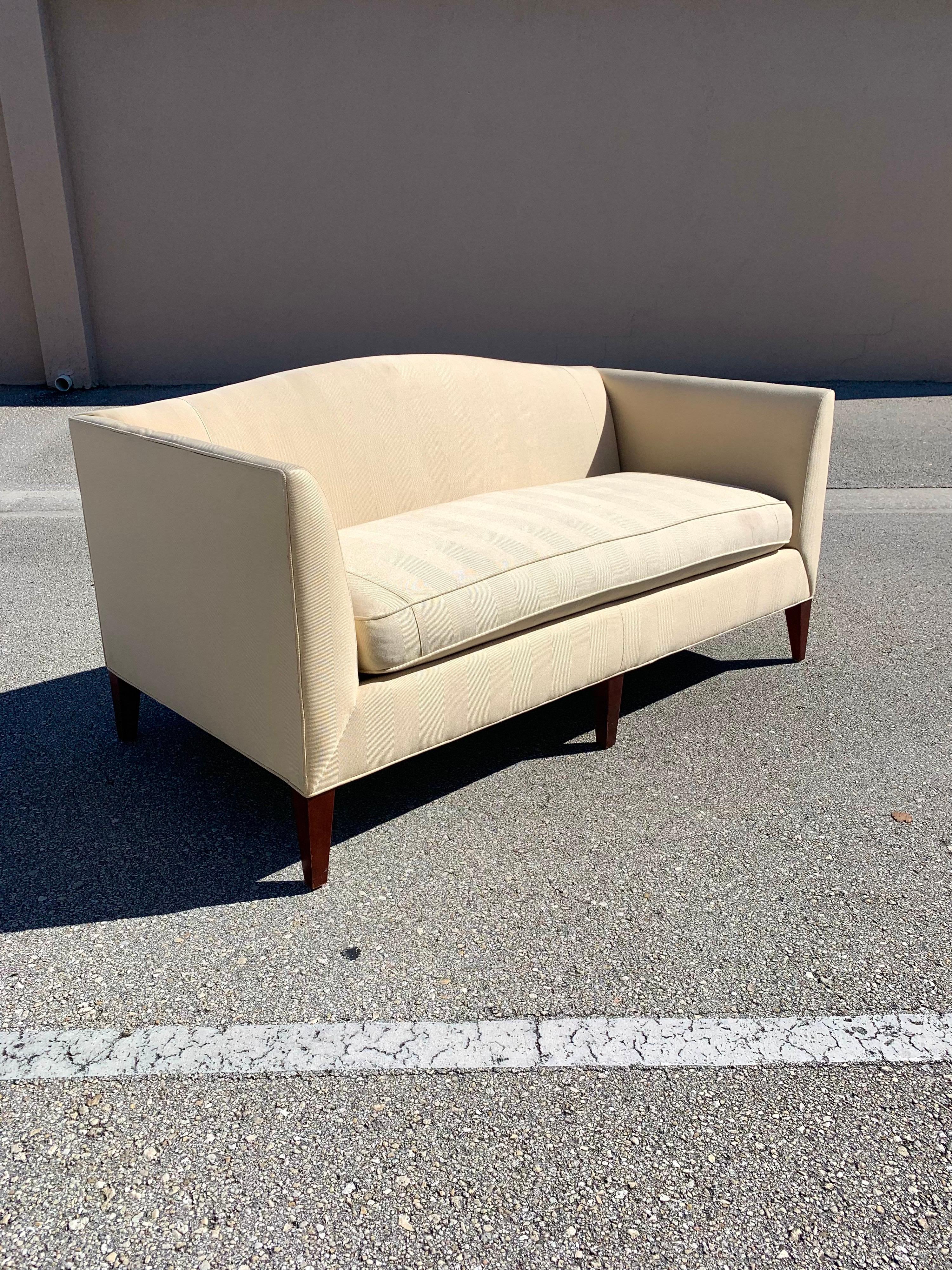 American Contemporary Baker Archetype Camelback Sofa in Cream Upholstery