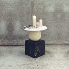 Contemporary Balance Side Table by Pilar Zeta in Marble, Onyx, Metal, Stone