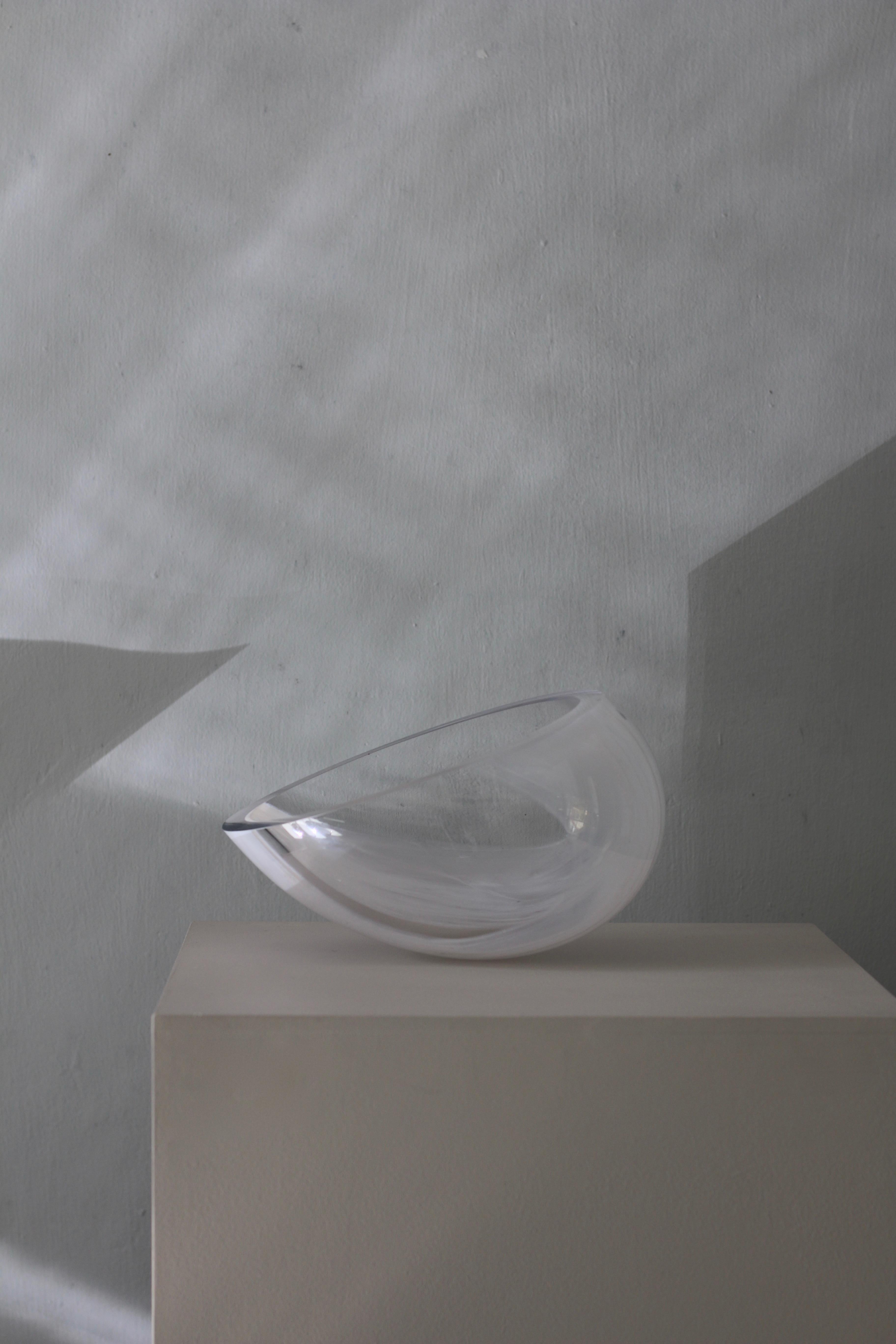 Organic Modern Contemporary Balancing Glass Bowl For Sale