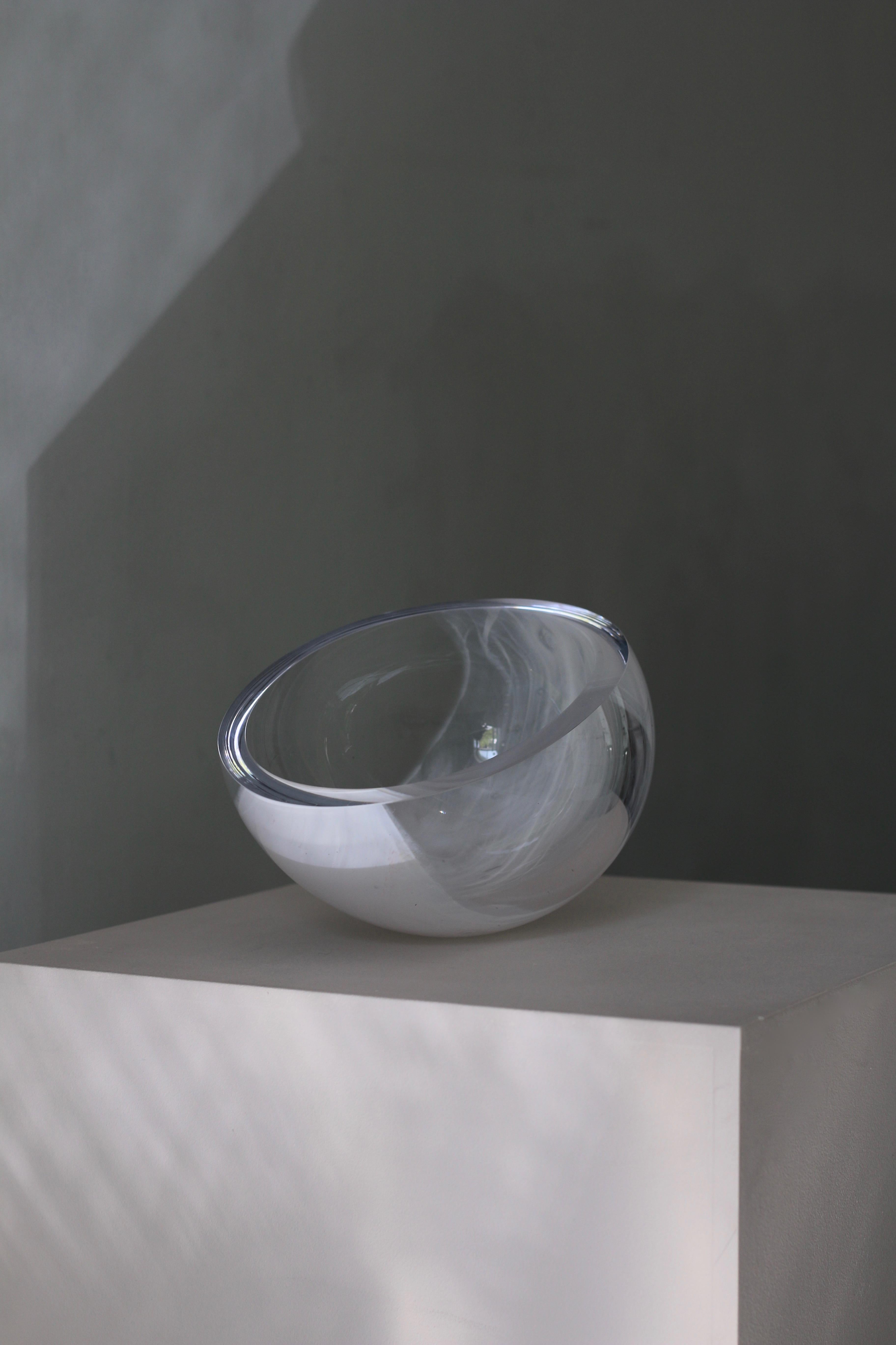 Baltic Contemporary Balancing Glass Bowl For Sale
