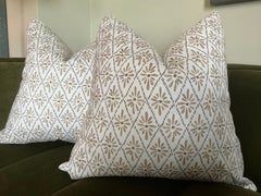 Contemporary Ballard Designs “Carbella” Wheat Malina 22" Pillows - A Pair