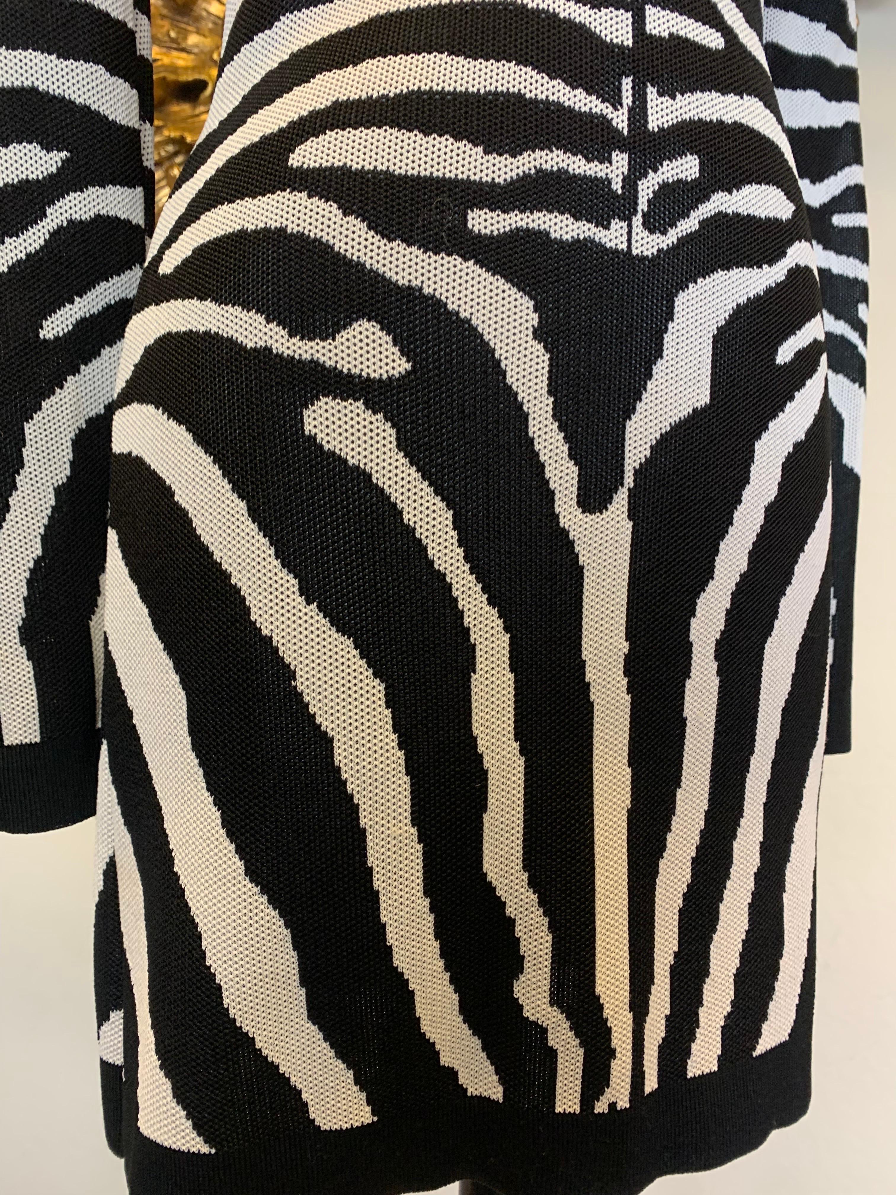Contemporary Balmain Power Mesh Knit Zebra Patterned Mini Dress  In Excellent Condition For Sale In Gresham, OR