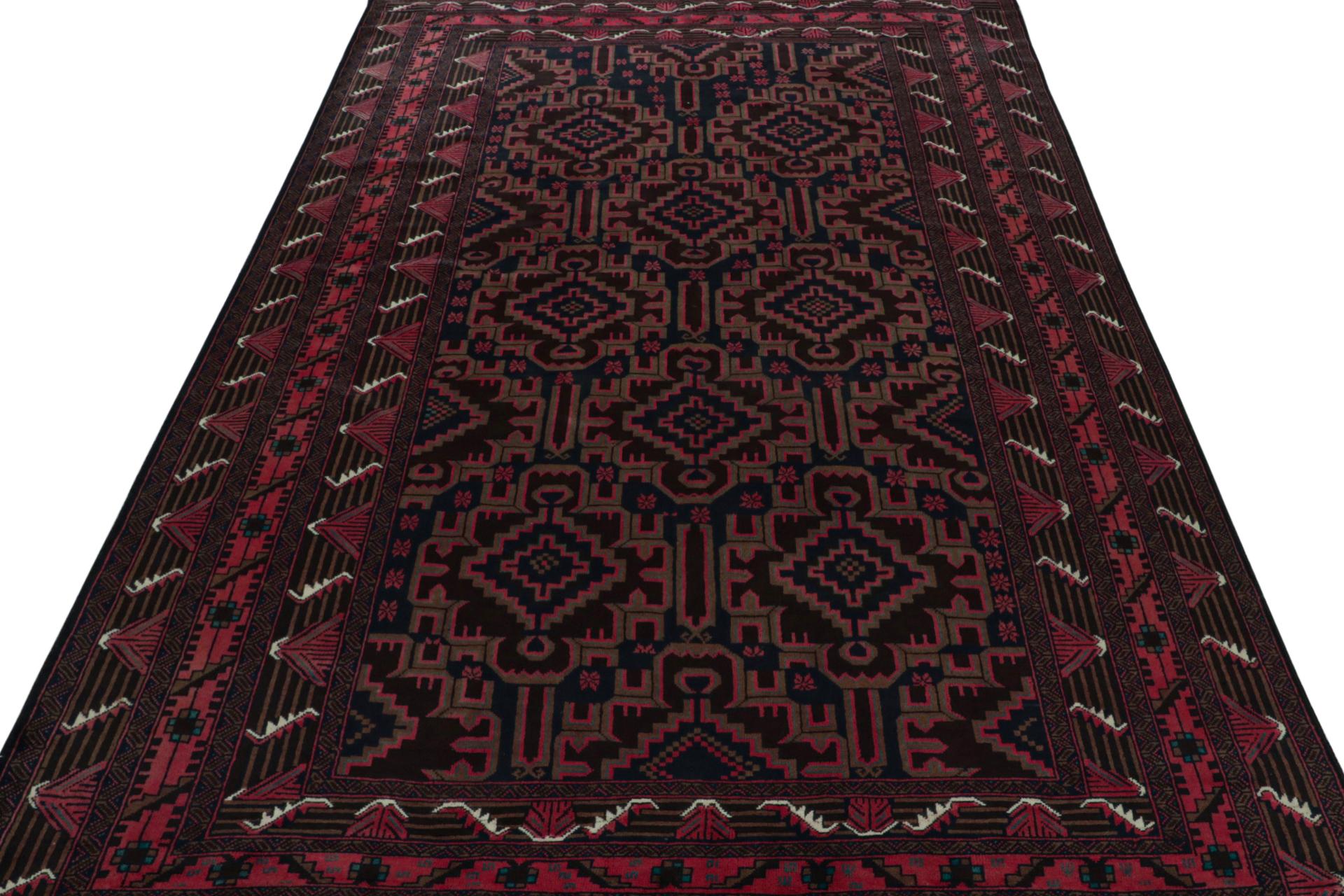 Tribal Rug & Kilim’s Contemporary Baluch rug in Red and Blue Patterns For Sale