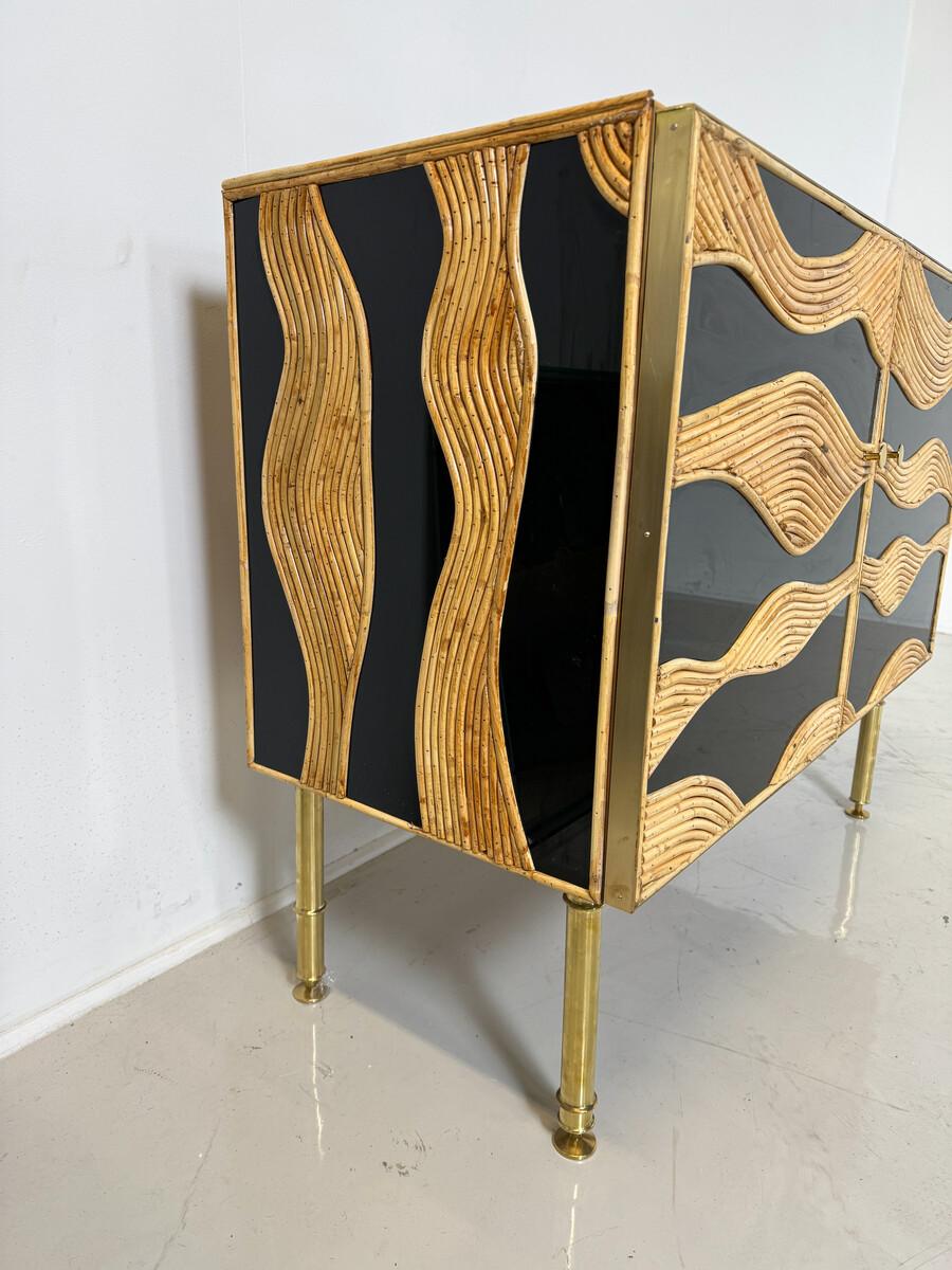 Contemporary Bamboo and Brass Chest, Italy In Good Condition For Sale In Brussels, BE