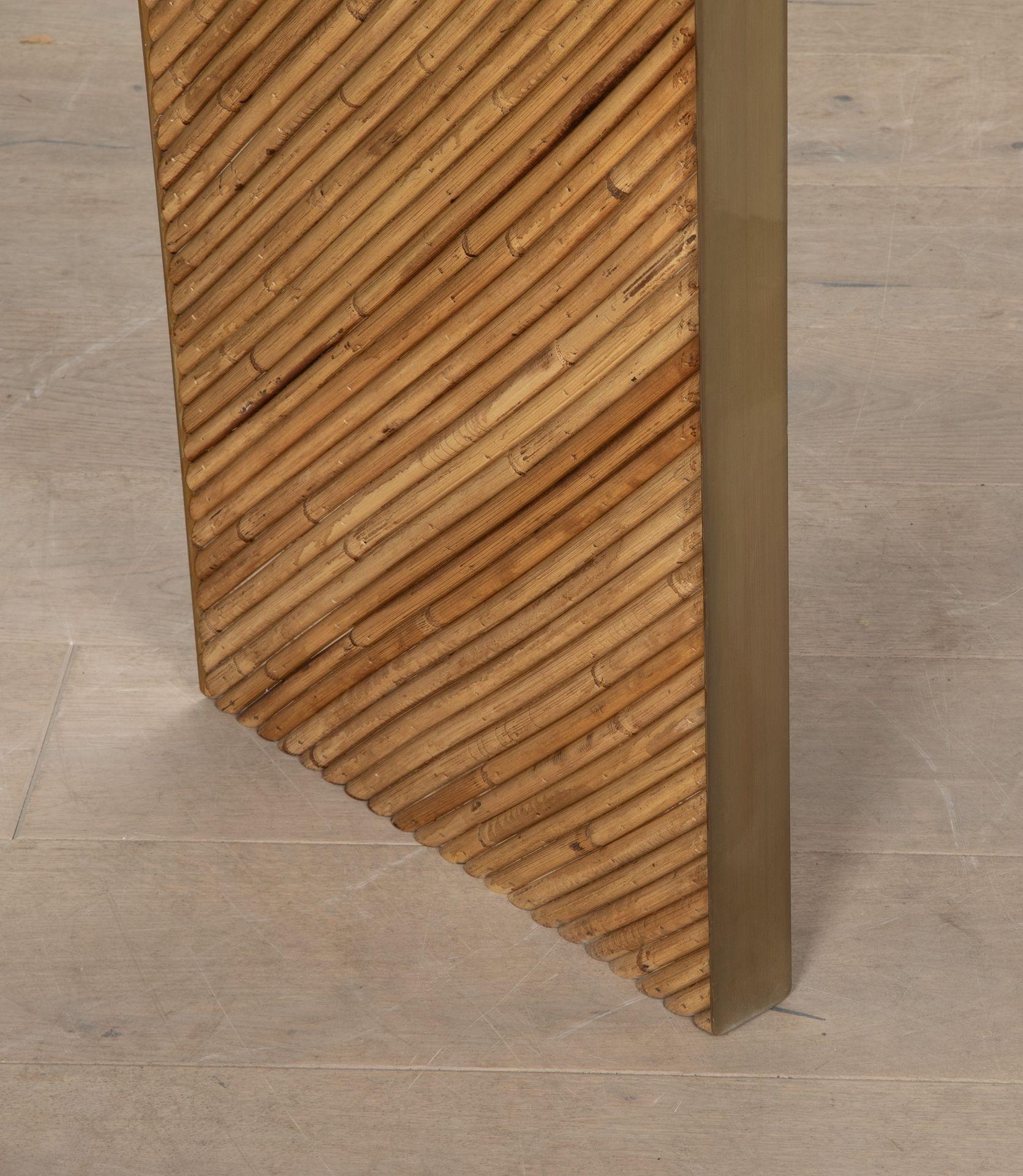 Contemporary Bamboo and Brass Console Table For Sale 2