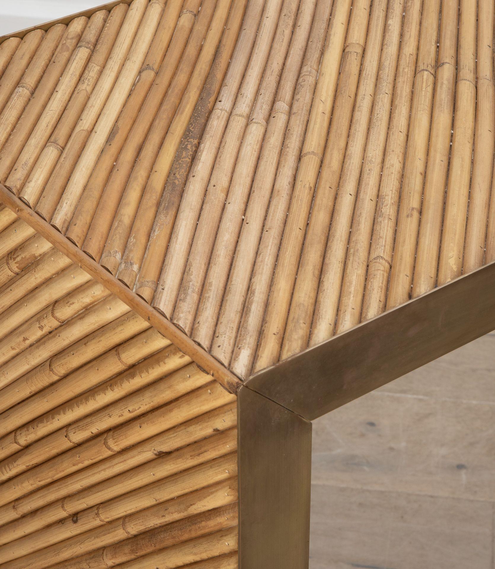 Contemporary Bamboo and Brass Console Table For Sale 3