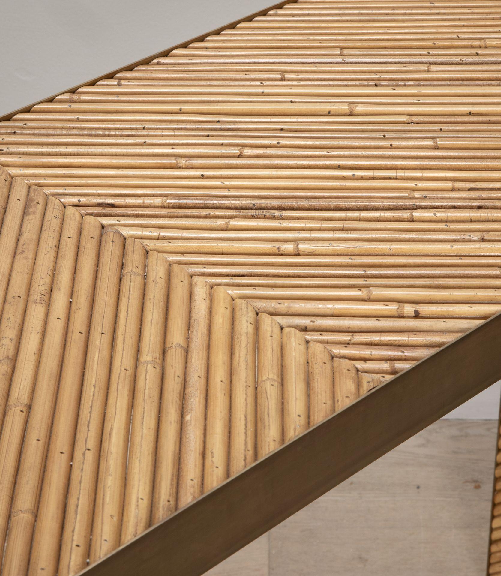 Contemporary Bamboo and Brass Console Table For Sale 4