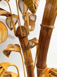 Contemporary Bamboo and Rattan Coconut Tree Floor Lamp, France