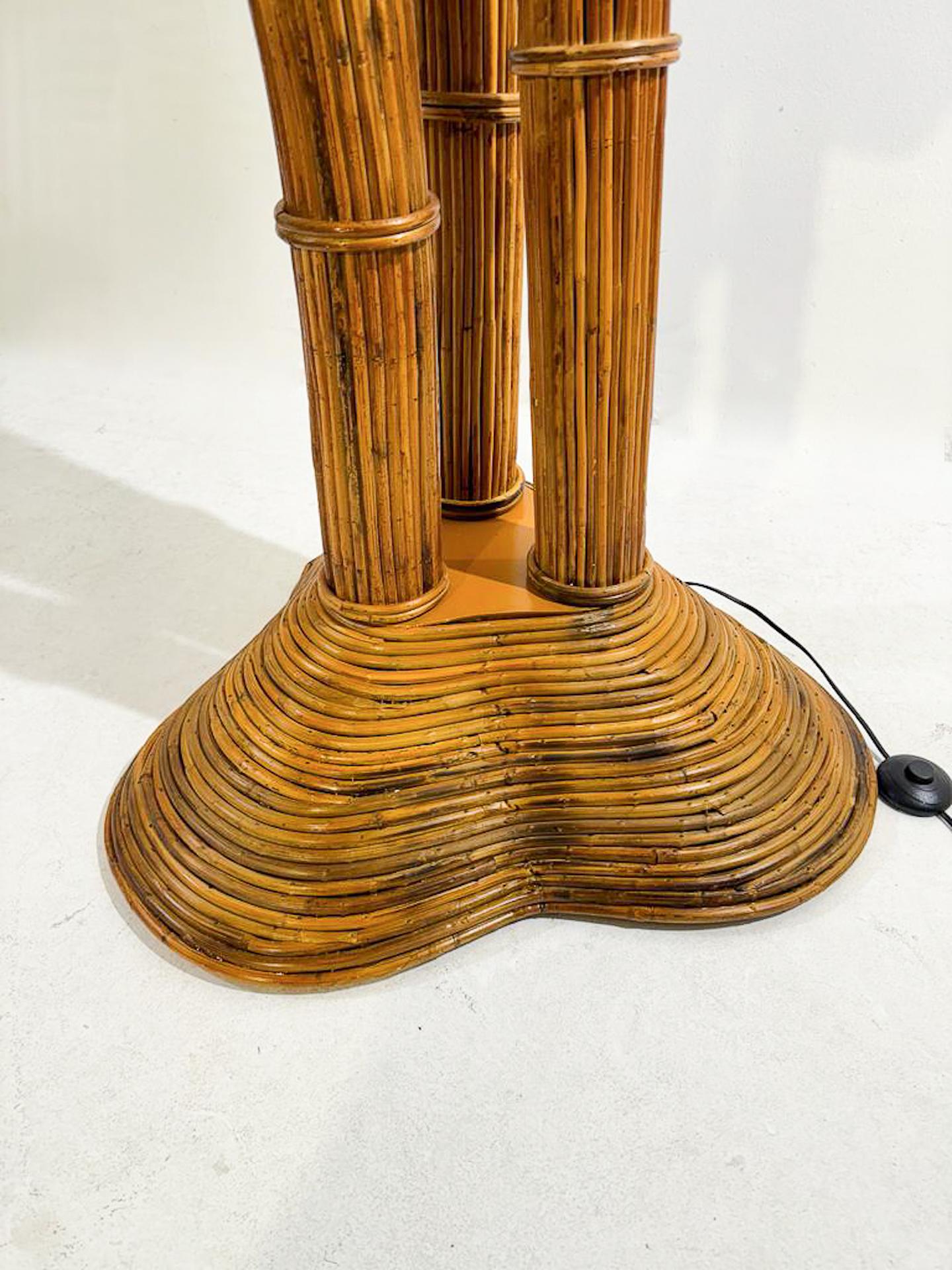 Contemporary Bamboo and Rattan Coconut Tree Floor Lamp, France In Good Condition In Brussels, BE