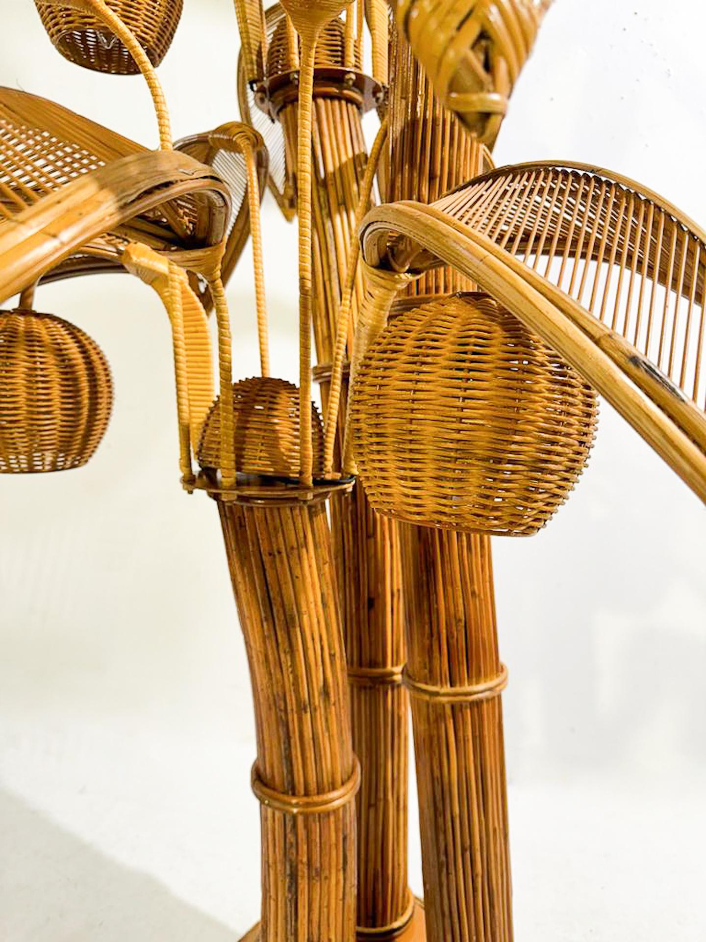Contemporary Bamboo and Rattan Coconut Tree Floor Lamp, France 2