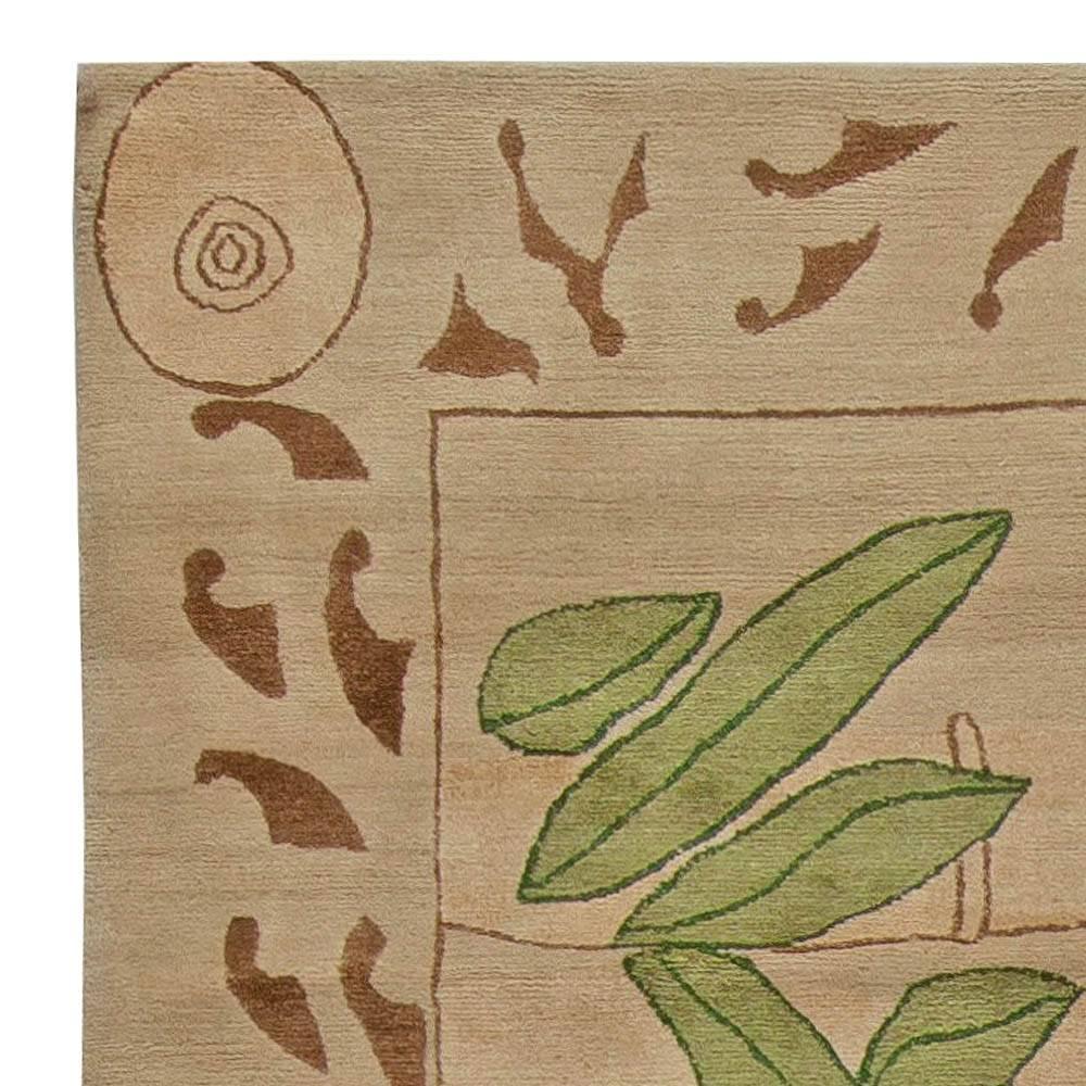 Zeitgenössischer handgefertigter Bambusteppich aus Wolle und Seide von Doris Leslie Blau (21. Jahrhundert und zeitgenössisch) im Angebot