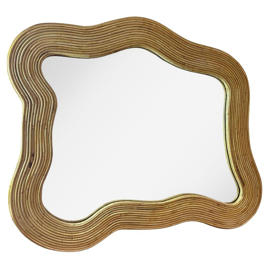 Miroir contemporain en bambou, Italie