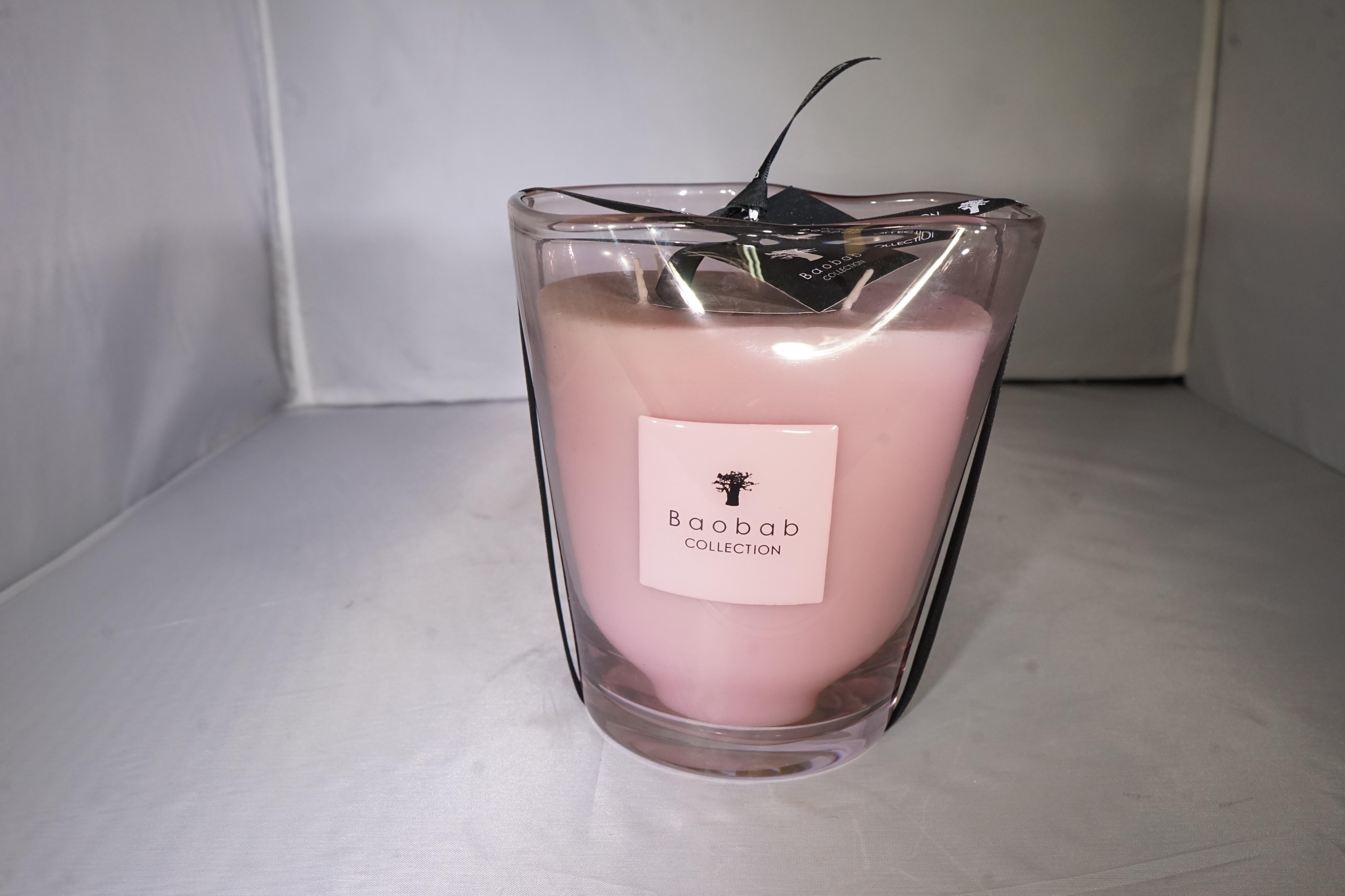 Glass Contemporary Baobab Collection Luxury Scented Pink Candle