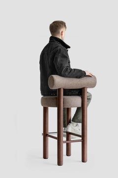Contemporary Bar Chair 'Gropius CS2' by Noom, Wooden Legs, Woolland-64