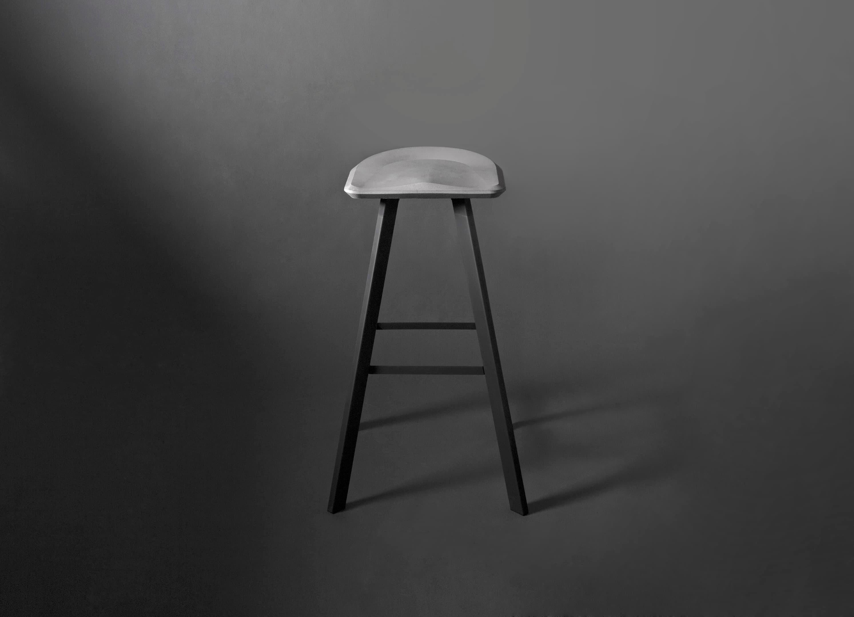 Chinese Contemporary Bar Stool 'A' Made of Concrete and Aluminum For Sale