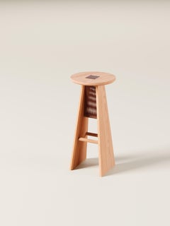 Sgabello da bar contemporaneo Basurto 02 con dettagli in pelle