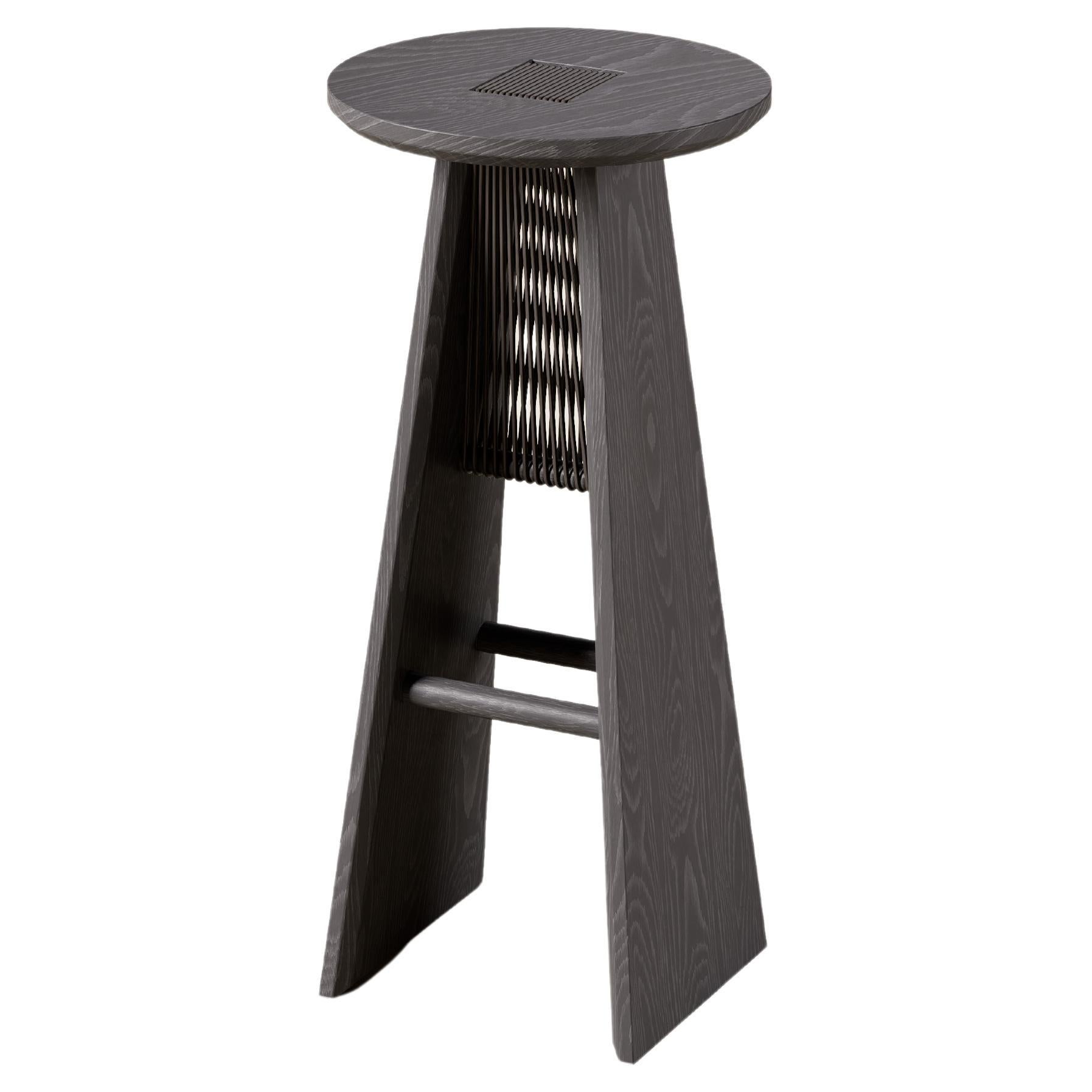 Contemporary Bar Stool Basurto 02 with Leather details For Sale