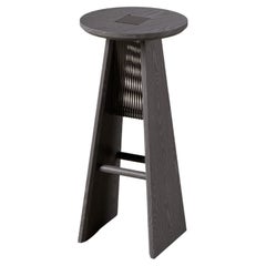 Tabouret de bar contemporain Basurto 02 avec détails en cuir