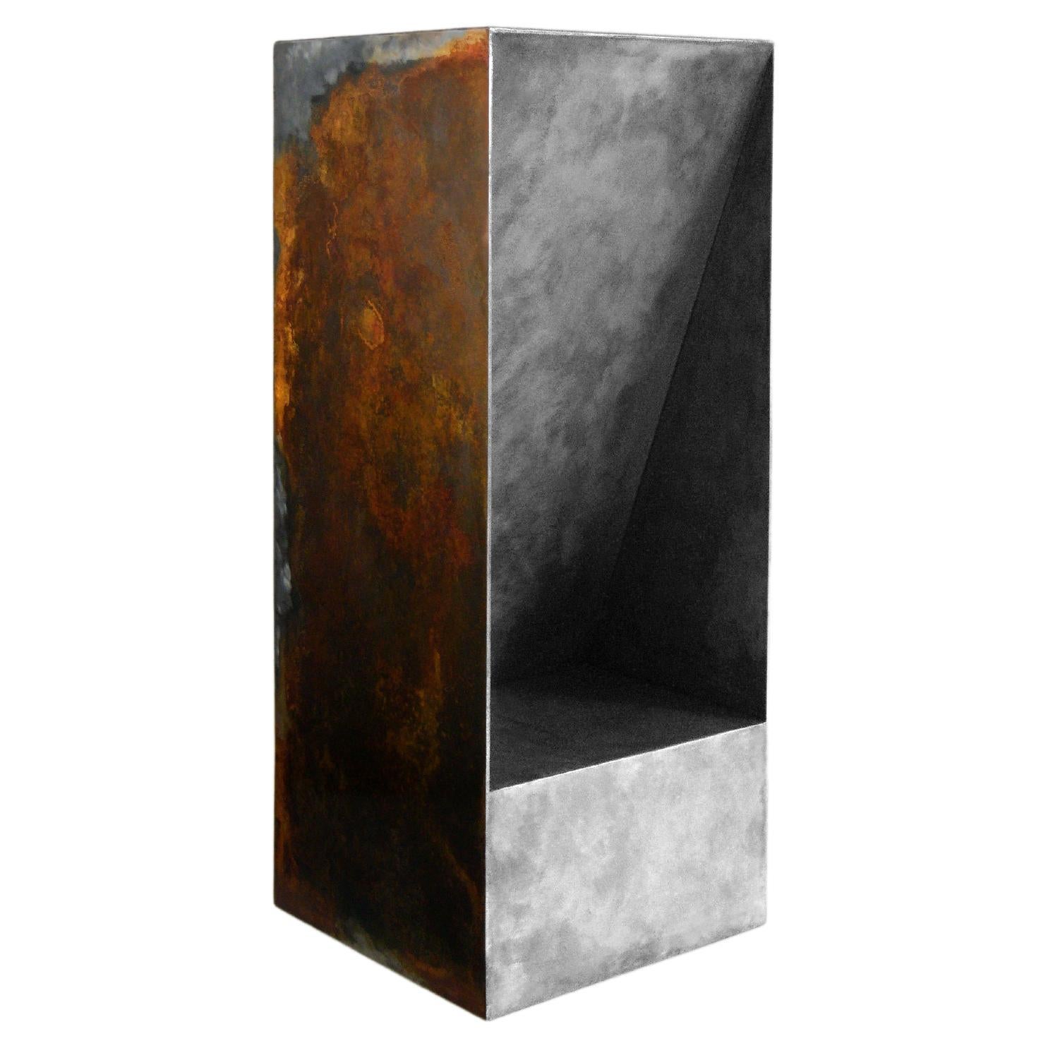 Contemporary Bar Stool by Baker Street Boys, Raw Steel, Hand-Crafted Rust Patina For Sale