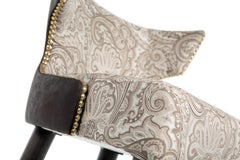 Contemporary Bar Stool Customizable, Wood Frame and Brass Details, Made in Italy