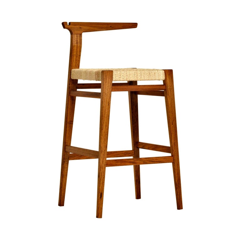 Contemporary Bar Stool in Brazilian Hardwood and Cord by Ricardo Graham  Ferreira For Sale at 1stDibs