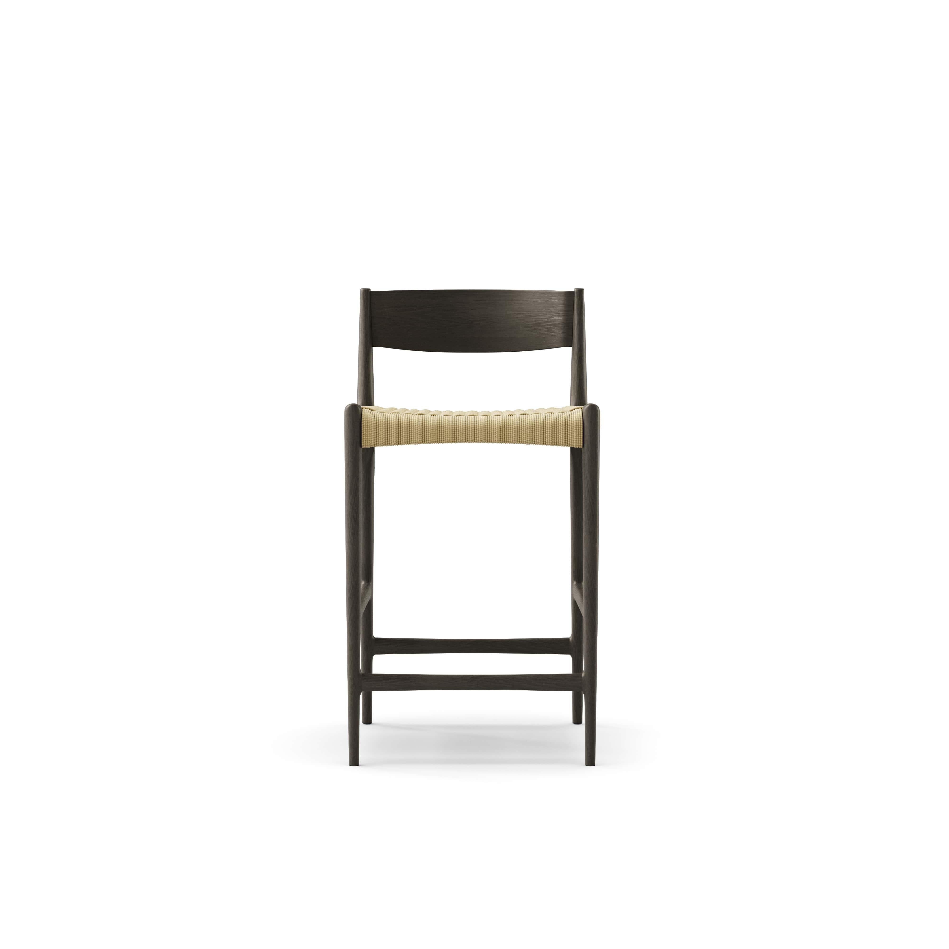 Scandinave moderne Tabouret de bar contemporain PIA by DK3, Cordel Nature, Chêne laqué noir en vente