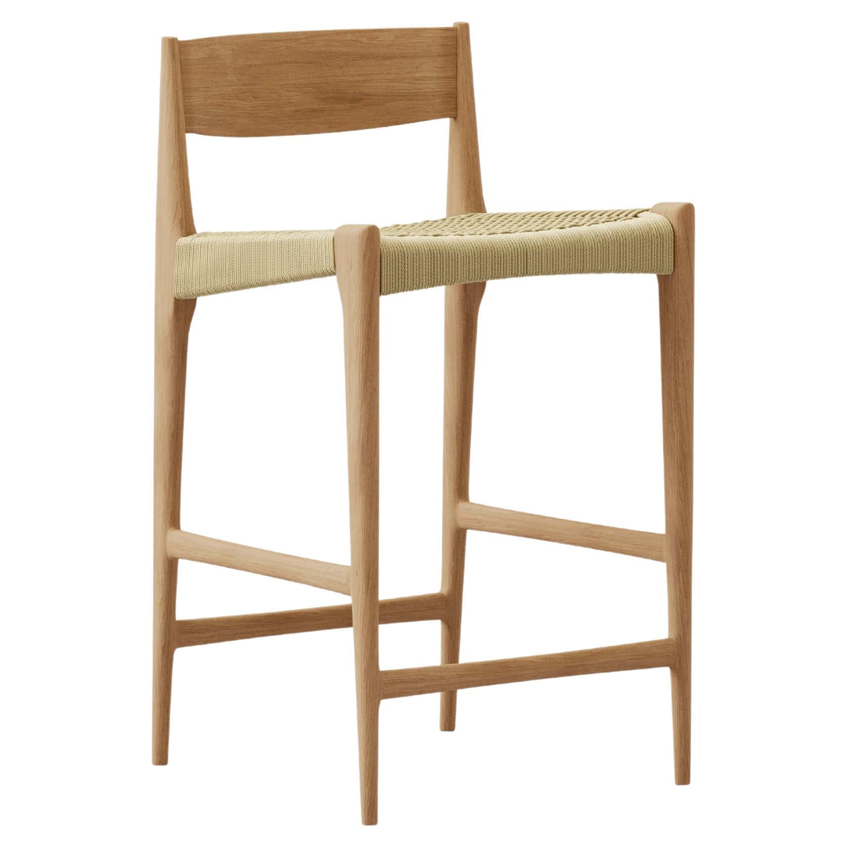 Zeitgenössischer Barhocker PIA von Dk3, Natural Cordel, Oil Oak