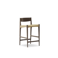 Contemporary Bar Stool PIA by Dk3, Natural Cordel, Smoked Oak