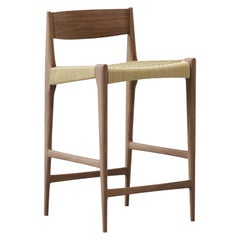Tabouret de bar contemporain PIA by DK3, Natural Cordel, Walnut