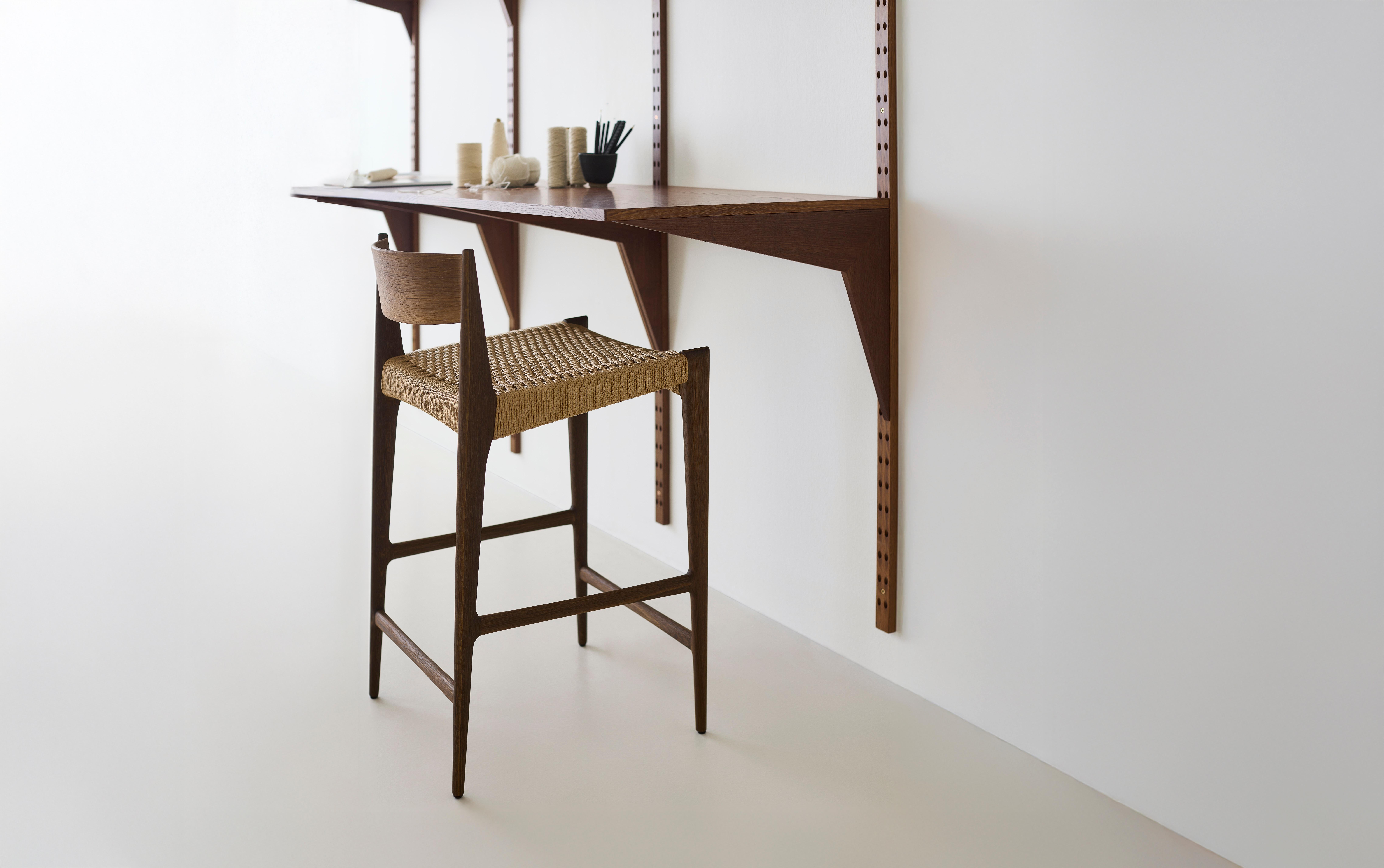 Zeitgenössischer Barhocker PIA von Dk3, Natural Cordel, Eiche Weißöl im Angebot 1