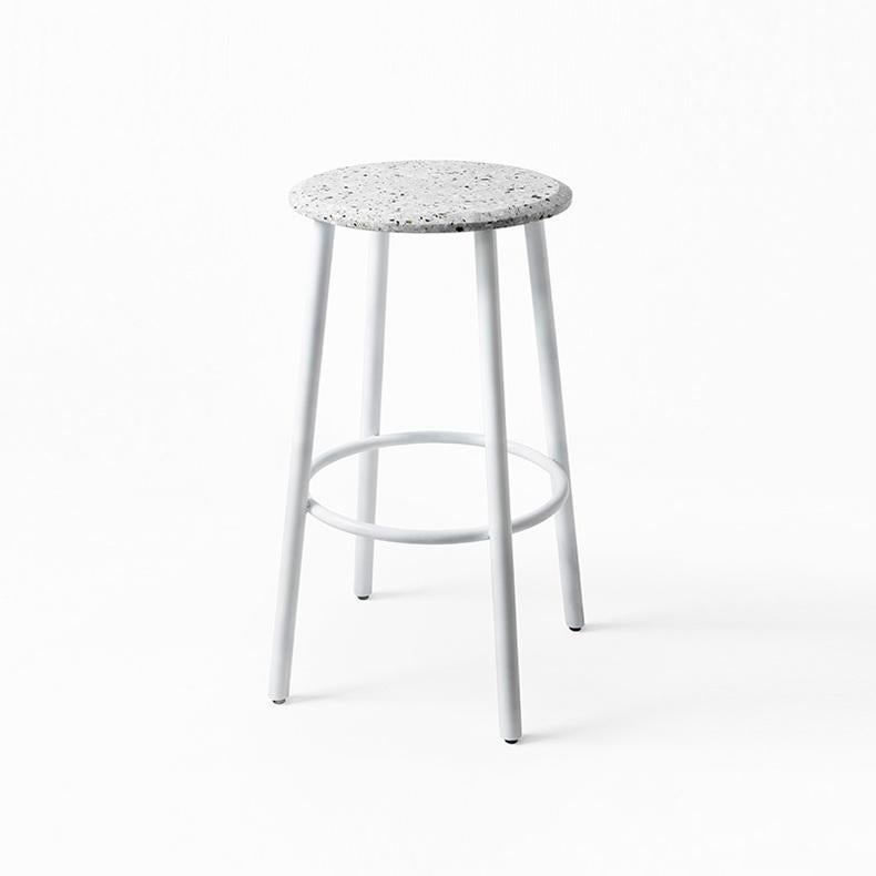 Industrial Contemporary Bar Stool 'PING' Made of Black Terrazzo