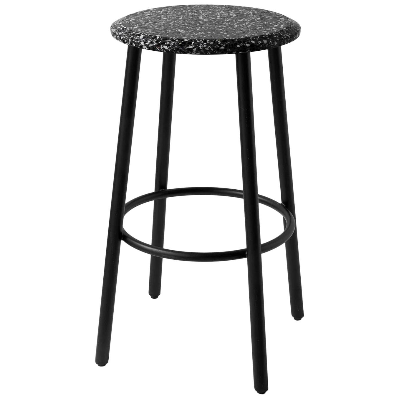 Contemporary Bar Stool 
PING
 Made of Black Terrazzo