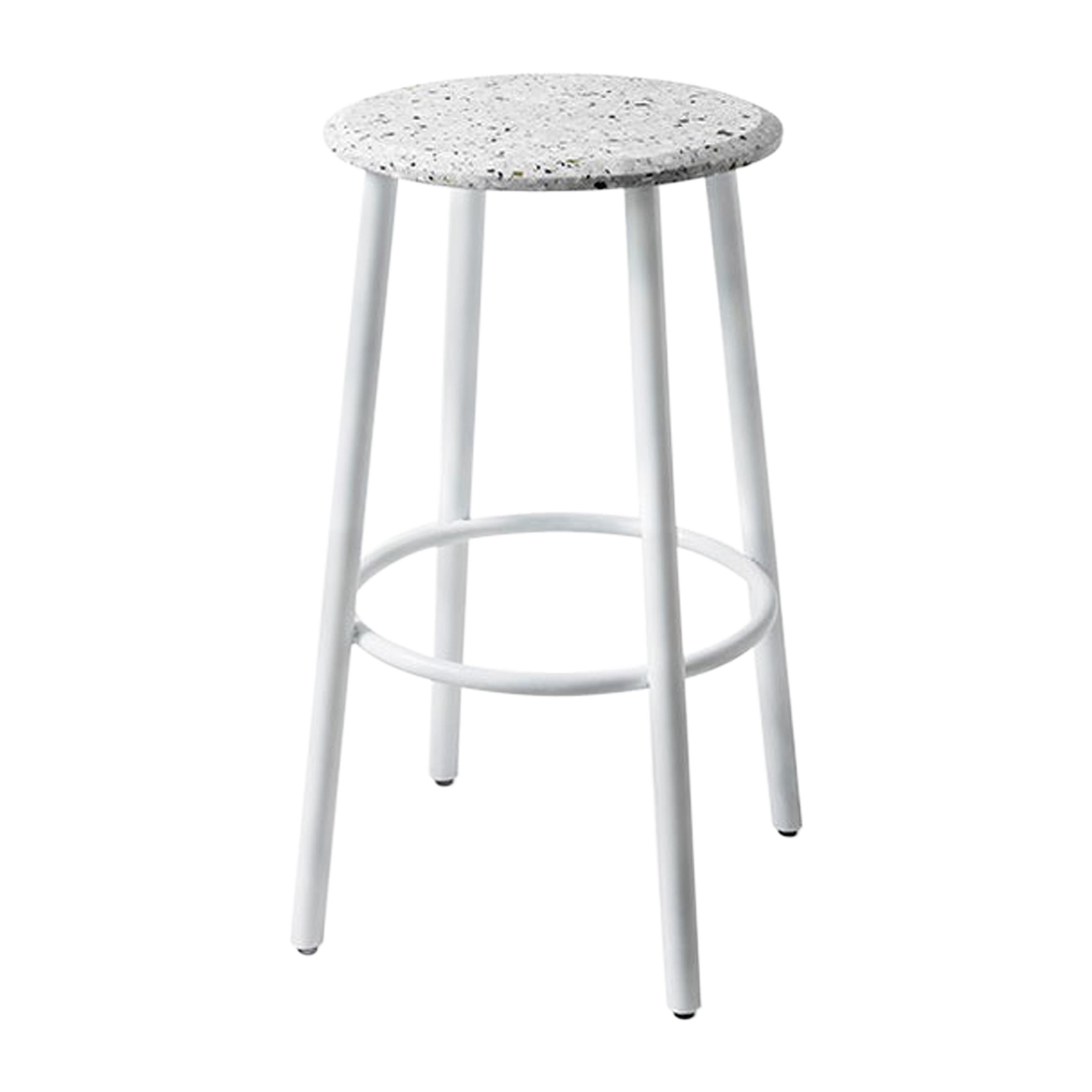 Contemporary Bar Stool 'PING' Made of White Terrazzo