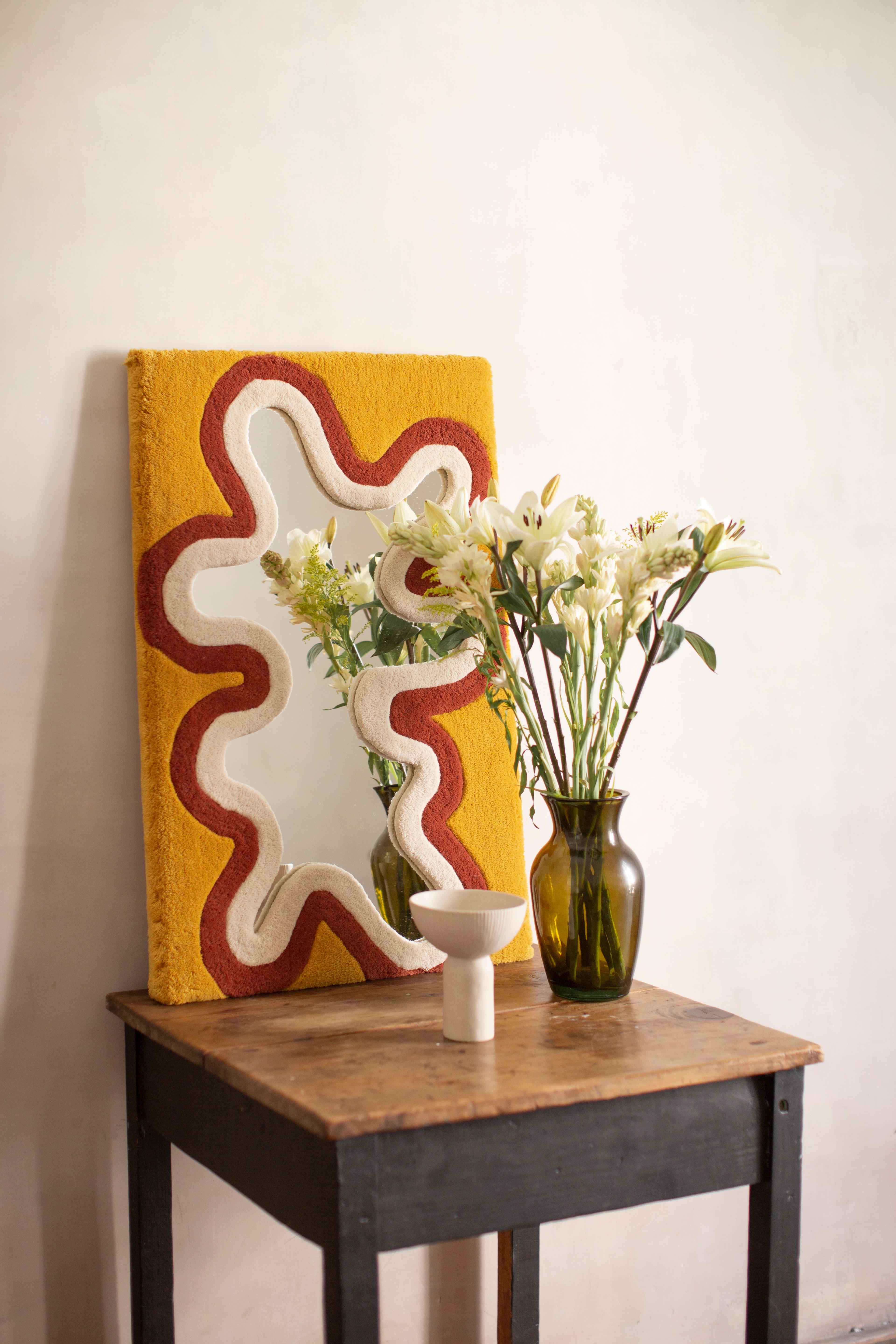 Contemporary “Barranca” Mirror 100% Wool Frame in Mustard Yellow by Brera Studio In New Condition For Sale In Ciudad de Mexico, MX