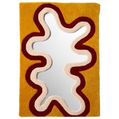 Contemporary “Barranca” Mirror 100% Wool Frame in Mustard Yellow by Brera Studio